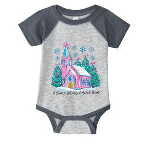 Oh Come Let Us Adore Him Jesus Christmas Christian Coquette Infant Baby Jersey Bodysuit