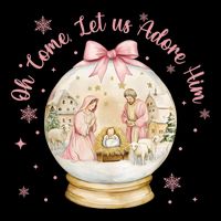 Oh Come Let Us Adore Him Jesus Nativity Scene Coquette Bow Gift Cooling Performance Crew T-Shirt