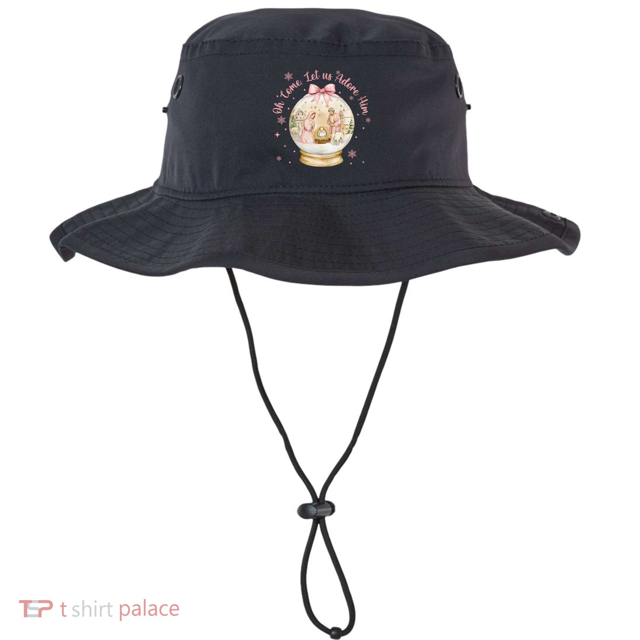 Oh Come Let Us Adore Him Jesus Nativity Scene Coquette Bow Gift Bucket Hat