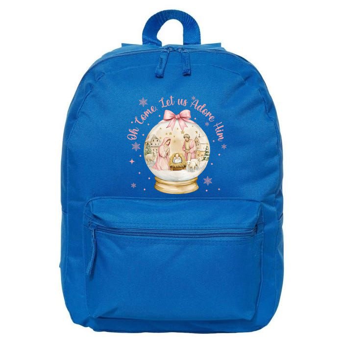Oh Come Let Us Adore Him Jesus Nativity Scene Coquette Bow Gift 16 in Basic Backpack