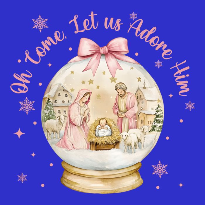 Oh Come Let Us Adore Him Jesus Nativity Scene Coquette Bow Gift 16 in Basic Backpack