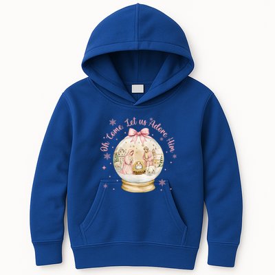 Oh Come Let Us Adore Him Jesus Nativity Scene Coquette Bow Gift Kids Hoodie