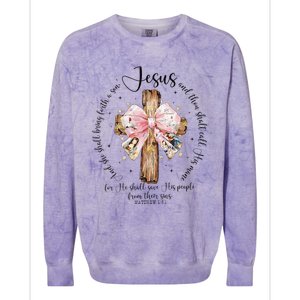 O Come Let Us Adore Him Nativity Scene Jesus Christmas Colorblast Crewneck Sweatshirt