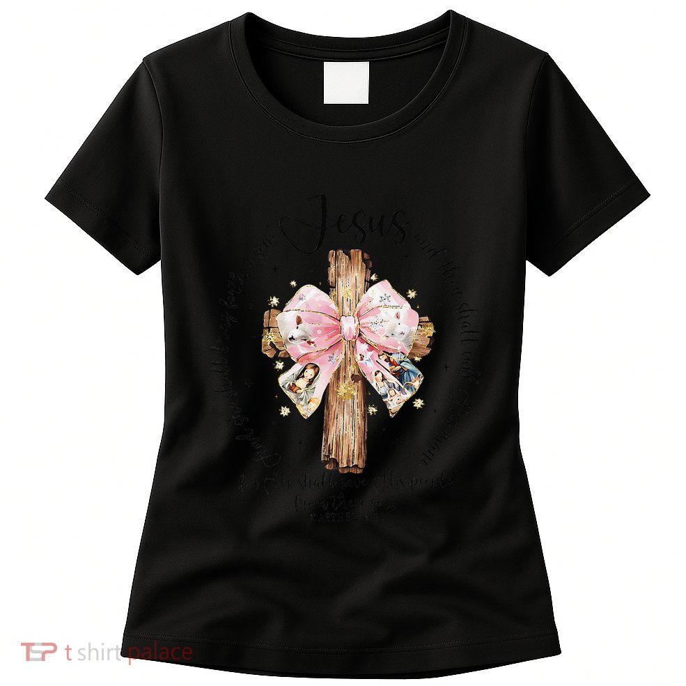 O Come Let Us Adore Him Nativity Scene Jesus Christmas Womens T-Shirt