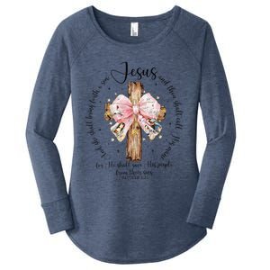 O Come Let Us Adore Him Nativity Scene Jesus Christmas Women's Perfect Tri Tunic Long Sleeve Shirt