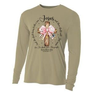 O Come Let Us Adore Him Nativity Scene Jesus Christmas Cooling Performance Long Sleeve Crew