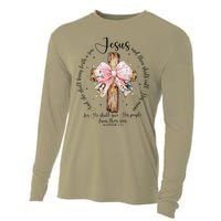 O Come Let Us Adore Him Nativity Scene Jesus Christmas Cooling Performance Long Sleeve Crew