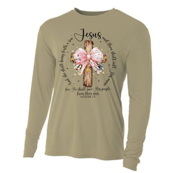 O Come Let Us Adore Him Nativity Scene Jesus Christmas Cooling Performance Long Sleeve Crew