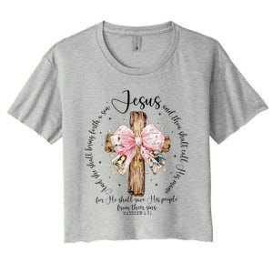 O Come Let Us Adore Him Nativity Scene Jesus Christmas Women's Crop Top Tee