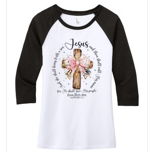 O Come Let Us Adore Him Nativity Scene Jesus Christmas Women's Tri-Blend 3/4-Sleeve Raglan Shirt