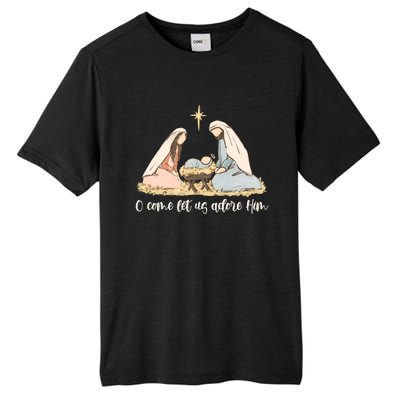 Oh Come Let Us Adore Him Jesus Christmas Christian Nativity Tall Fusion ChromaSoft Performance T-Shirt