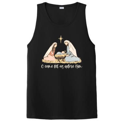 Oh Come Let Us Adore Him Jesus Christmas Christian Nativity PosiCharge Competitor Tank