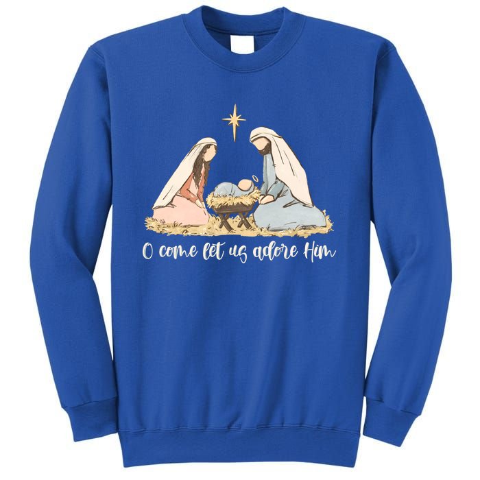 Oh Come Let Us Adore Him Jesus Christmas Christian Nativity Sweatshirt