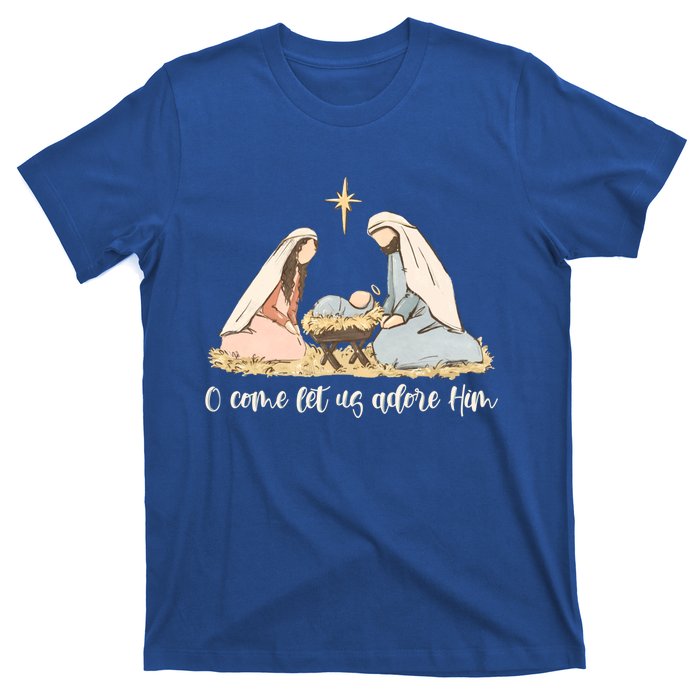 Oh Come Let Us Adore Him Jesus Christmas Christian Nativity T-Shirt