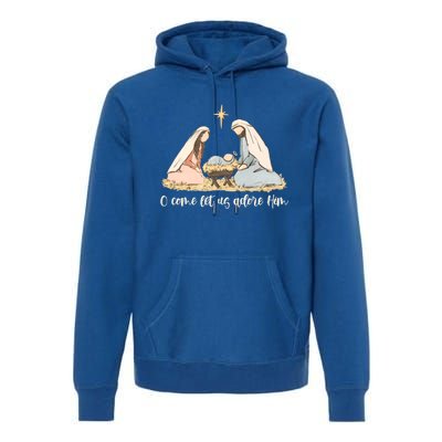 Oh Come Let Us Adore Him Jesus Christmas Christian Nativity Premium Hoodie