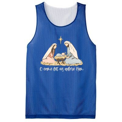 Oh Come Let Us Adore Him Jesus Christmas Christian Nativity Mesh Reversible Basketball Jersey Tank