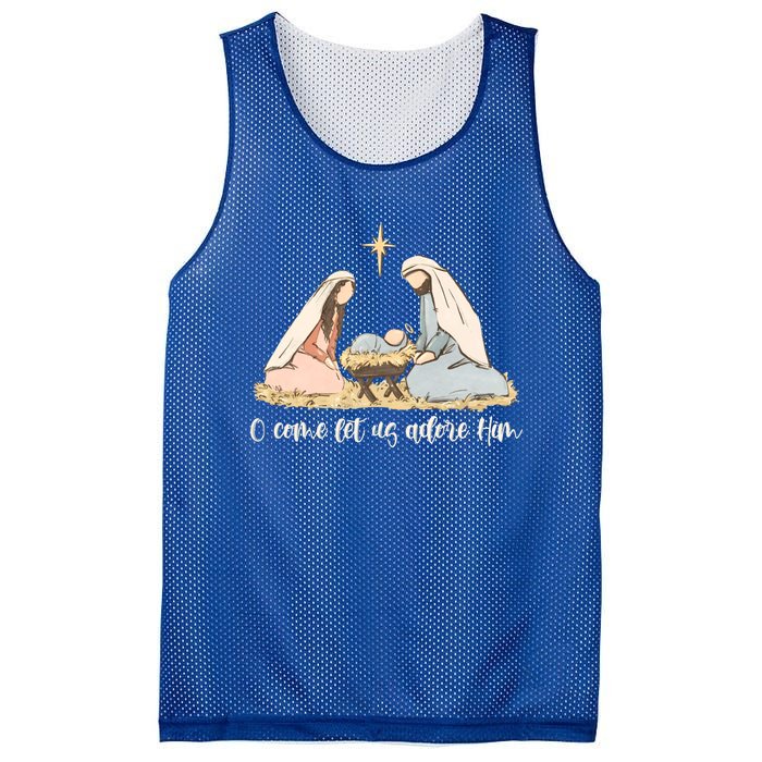 Oh Come Let Us Adore Him Jesus Christmas Christian Nativity Mesh Reversible Basketball Jersey Tank