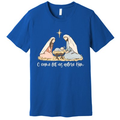 Oh Come Let Us Adore Him Jesus Christmas Christian Nativity Premium T-Shirt