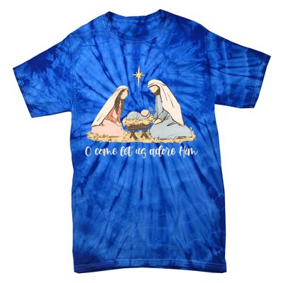 Oh Come Let Us Adore Him Jesus Christmas Christian Nativity Tie-Dye T-Shirt