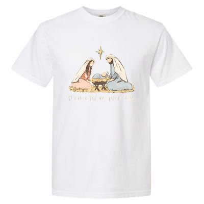 Oh Come Let Us Adore Him Jesus Christmas Christian Nativity Garment-Dyed Heavyweight T-Shirt