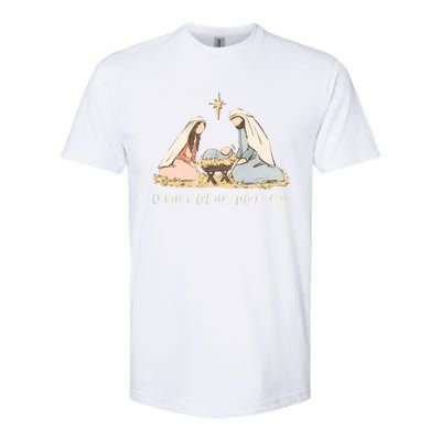 Oh Come Let Us Adore Him Jesus Christmas Christian Nativity Softstyle CVC T-Shirt