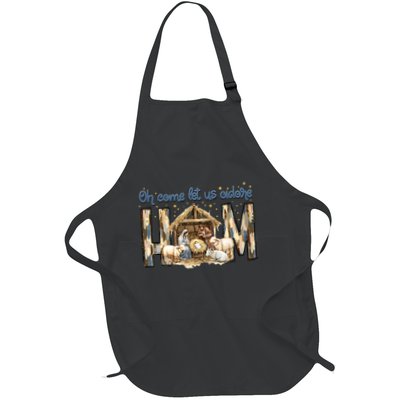 Oh Come Let Us Adore Him Nativity Scene Christmas Coquette Full-Length Apron With Pockets