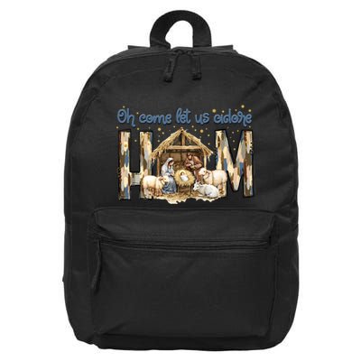 Oh Come Let Us Adore Him Nativity Scene Christmas Coquette 16 in Basic Backpack
