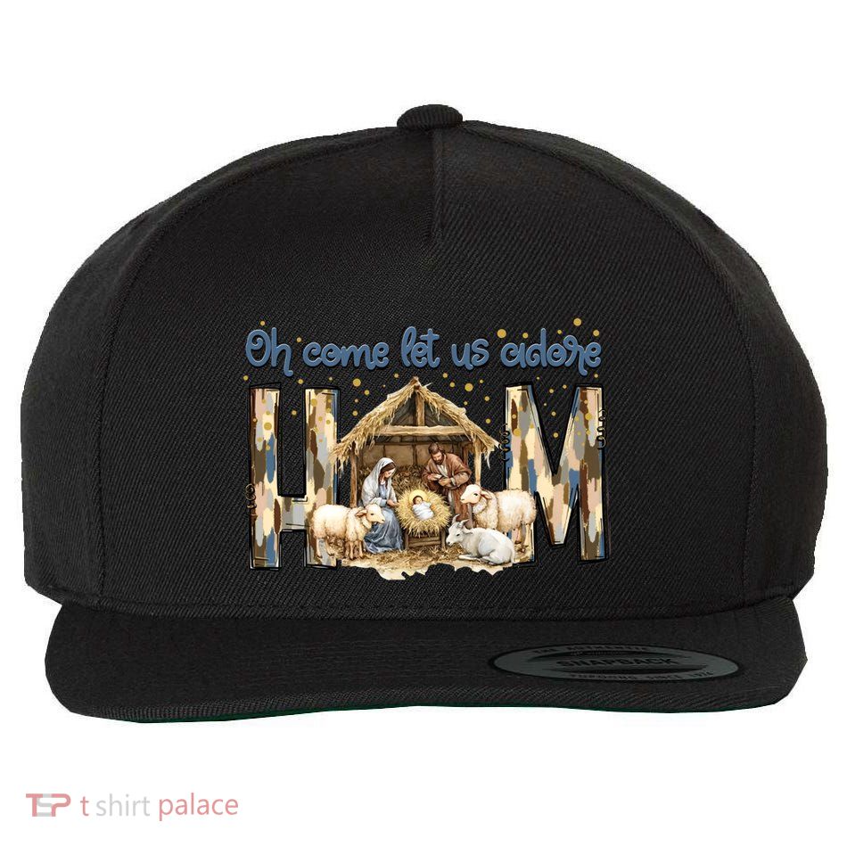 Oh Come Let Us Adore Him Nativity Scene Christmas Coquette Wool Snapback Cap