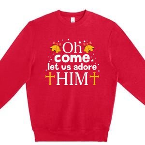 Oh Come Let Us Adore Him Christmas Premium Crewneck Sweatshirt