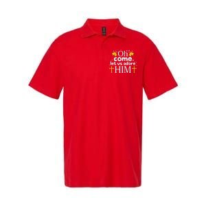 Oh Come Let Us Adore Him Christmas Softstyle Adult Sport Polo