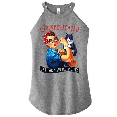 Overeducated Cat Lady Who Votes Rosie The Riveter Cat Lover Women’s Perfect Tri Rocker Tank