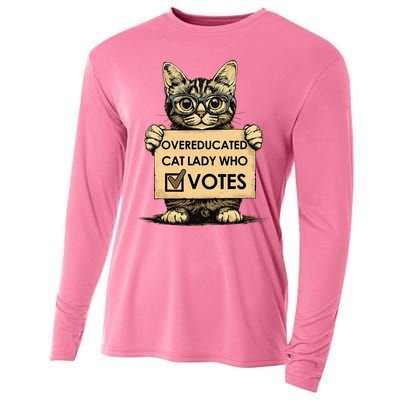 Overeducated Cat Lady Who Votes Cooling Performance Long Sleeve Crew