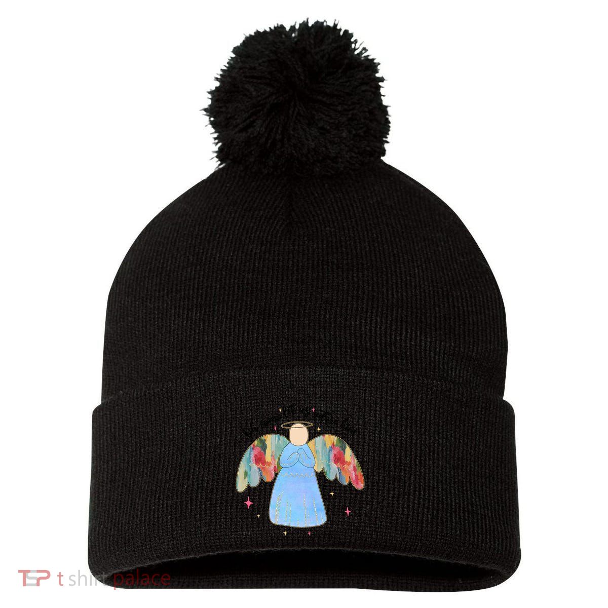 O Come Let Us Adore Him Christmas Holiday Season Angel Pom Pom 12in Knit Beanie