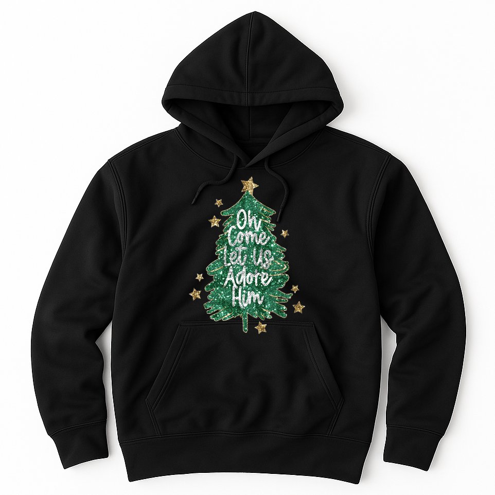 Oh Come Let Us Adore Him Christian Jesus Christmas Hoodie