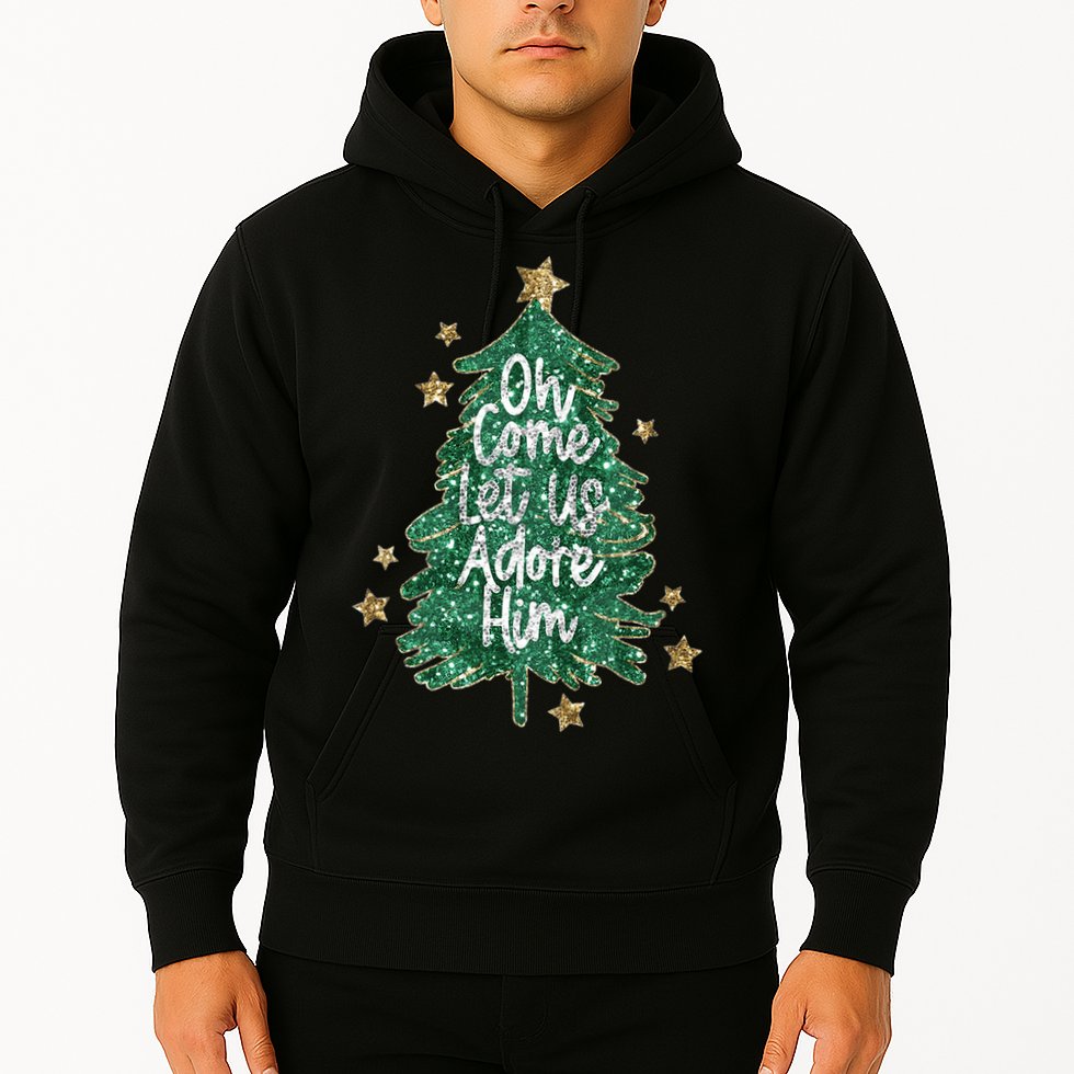 Oh Come Let Us Adore Him Christian Jesus Christmas Hoodie