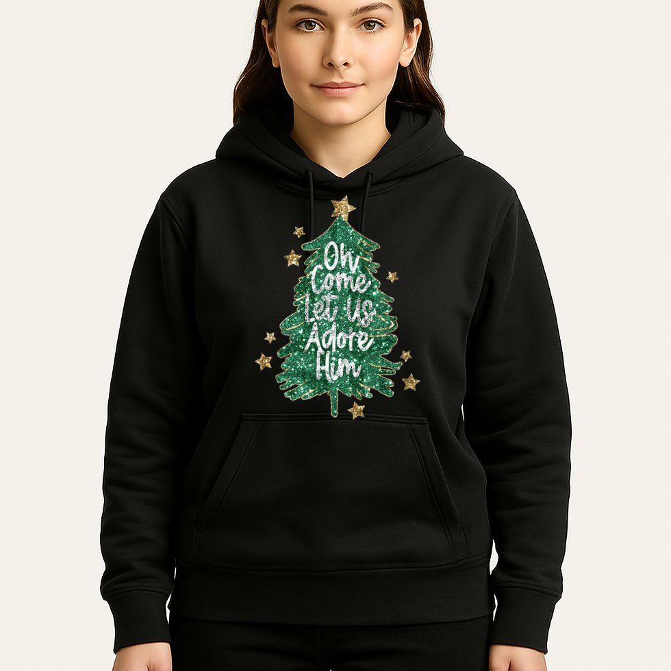 Oh Come Let Us Adore Him Christian Jesus Christmas Hoodie
