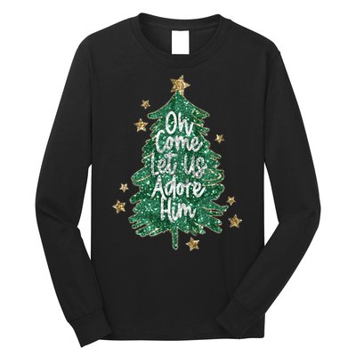 Oh Come Let Us Adore Him Christian Jesus Christmas Long Sleeve Shirt
