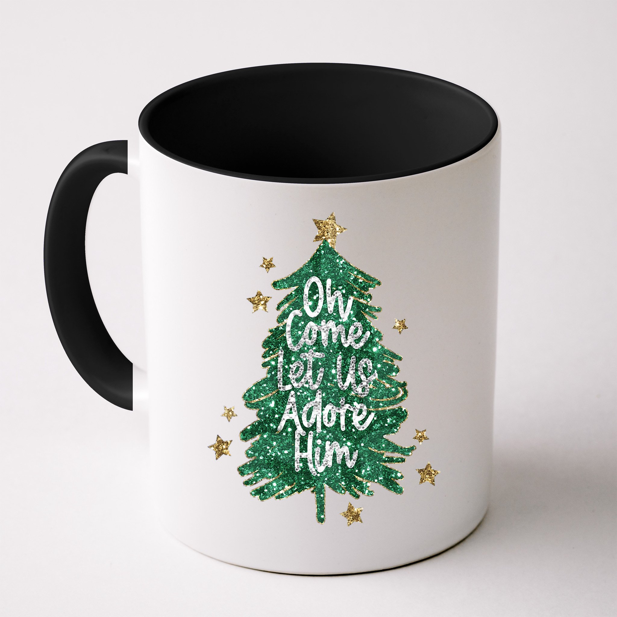 Oh Come Let Us Adore Him Christian Jesus Christmas Mug