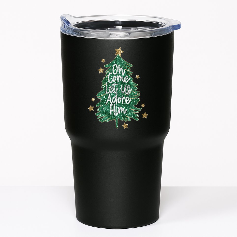 Oh Come Let Us Adore Him Christian Jesus Christmas Tumbler