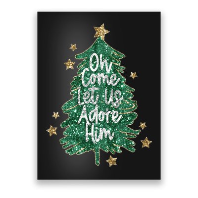 Oh Come Let Us Adore Him Christian Jesus Christmas Poster