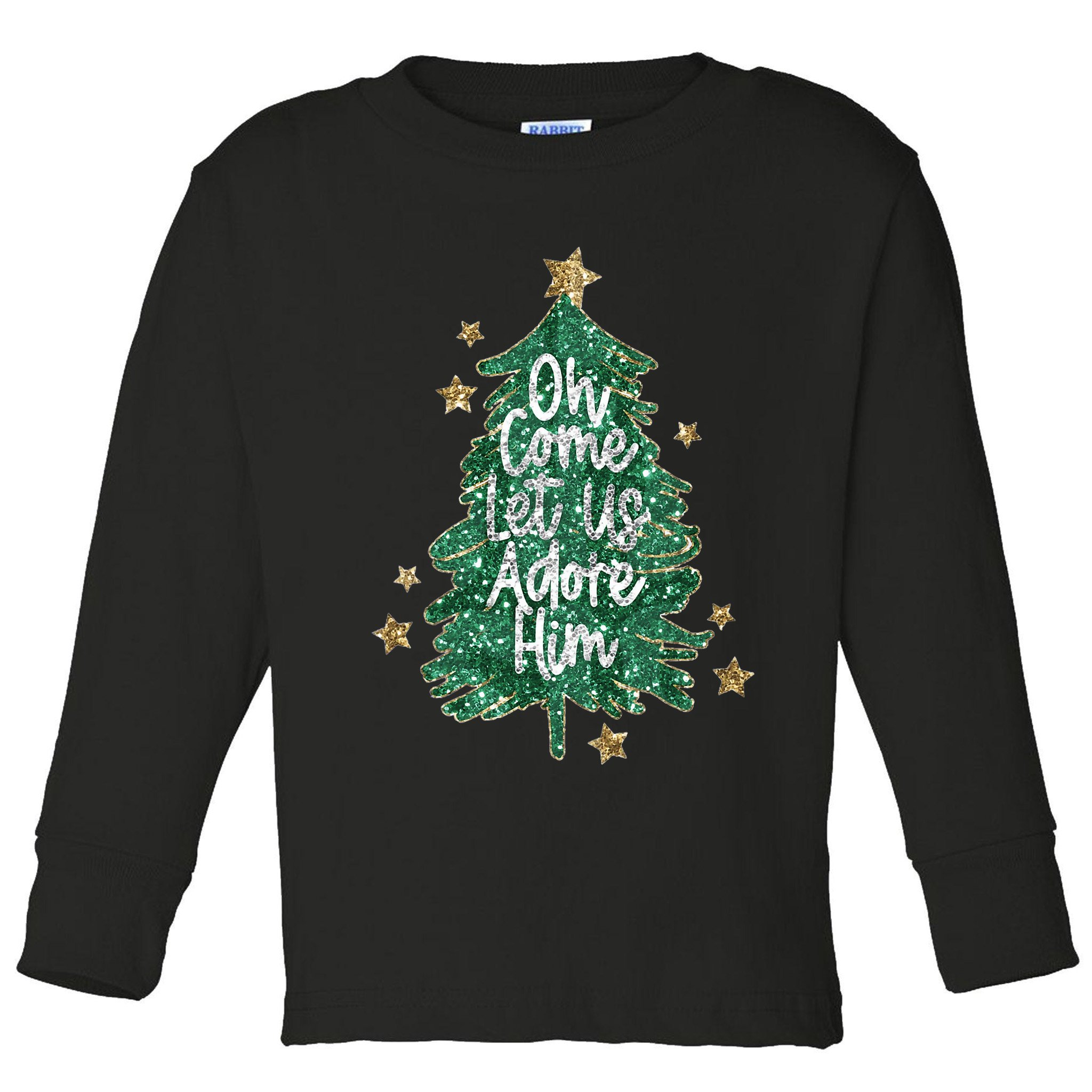 Oh Come Let Us Adore Him Christian Jesus Christmas Toddler Long Sleeve Shirt