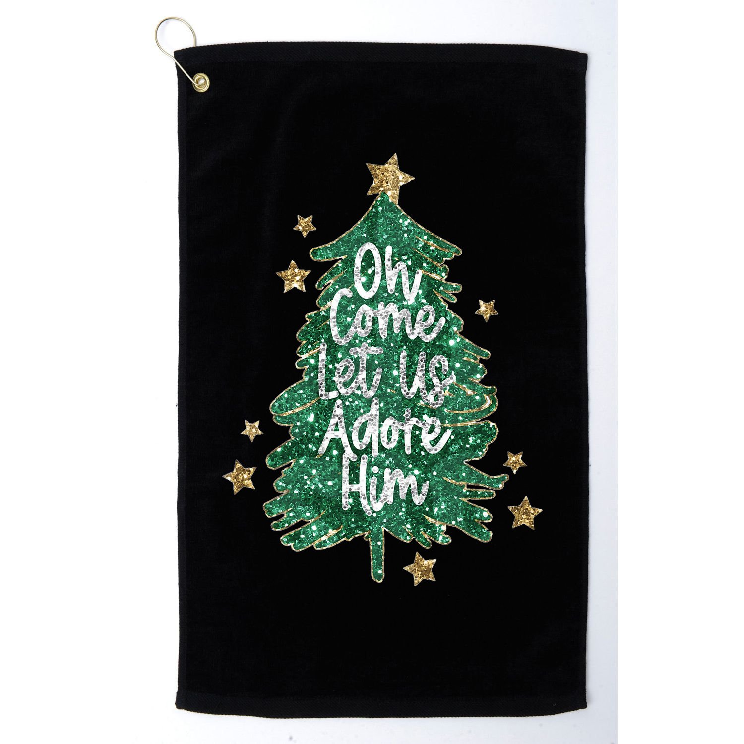 Oh Come Let Us Adore Him Christian Jesus Christmas Golf Towel