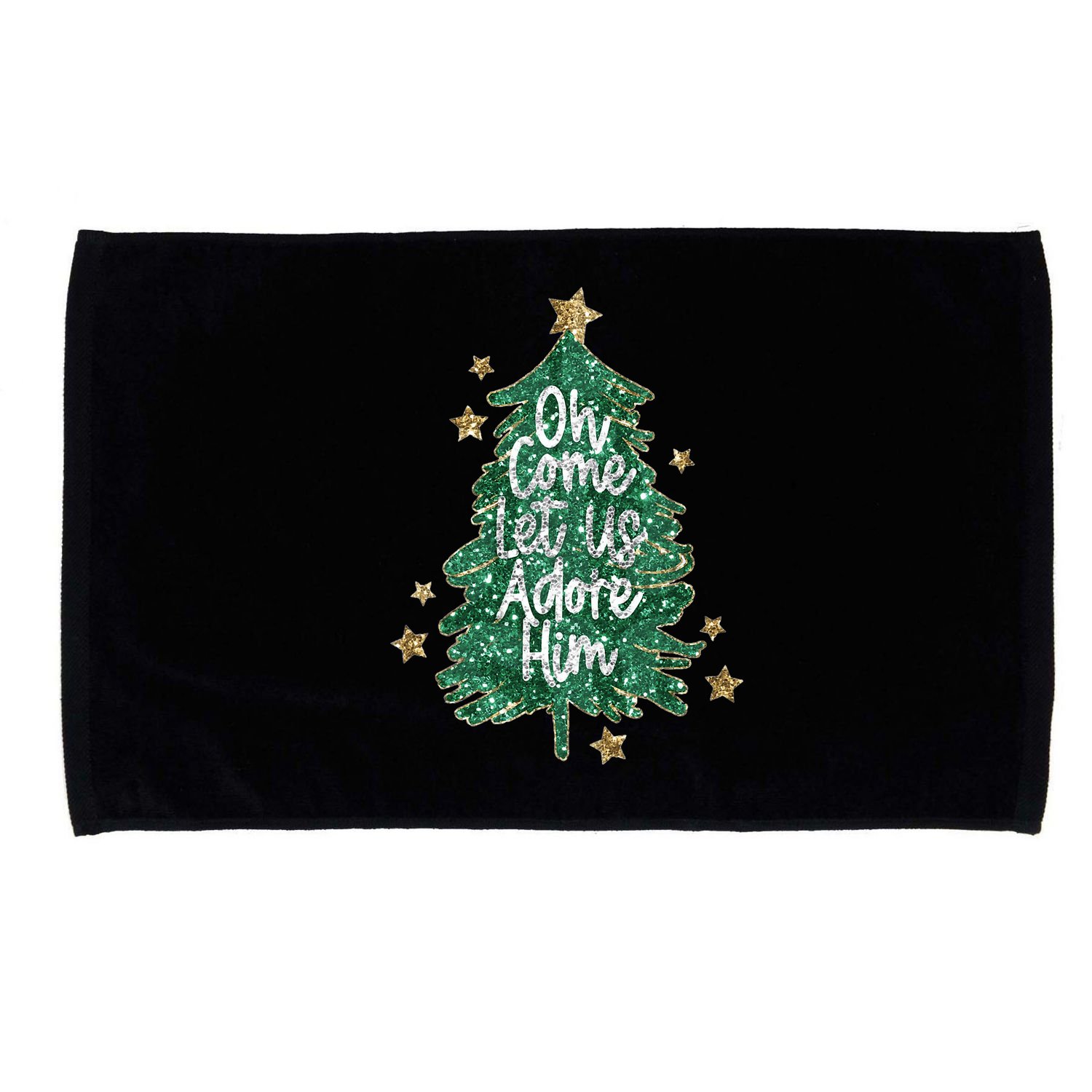 Oh Come Let Us Adore Him Christian Jesus Christmas Microfiber Hand Towel
