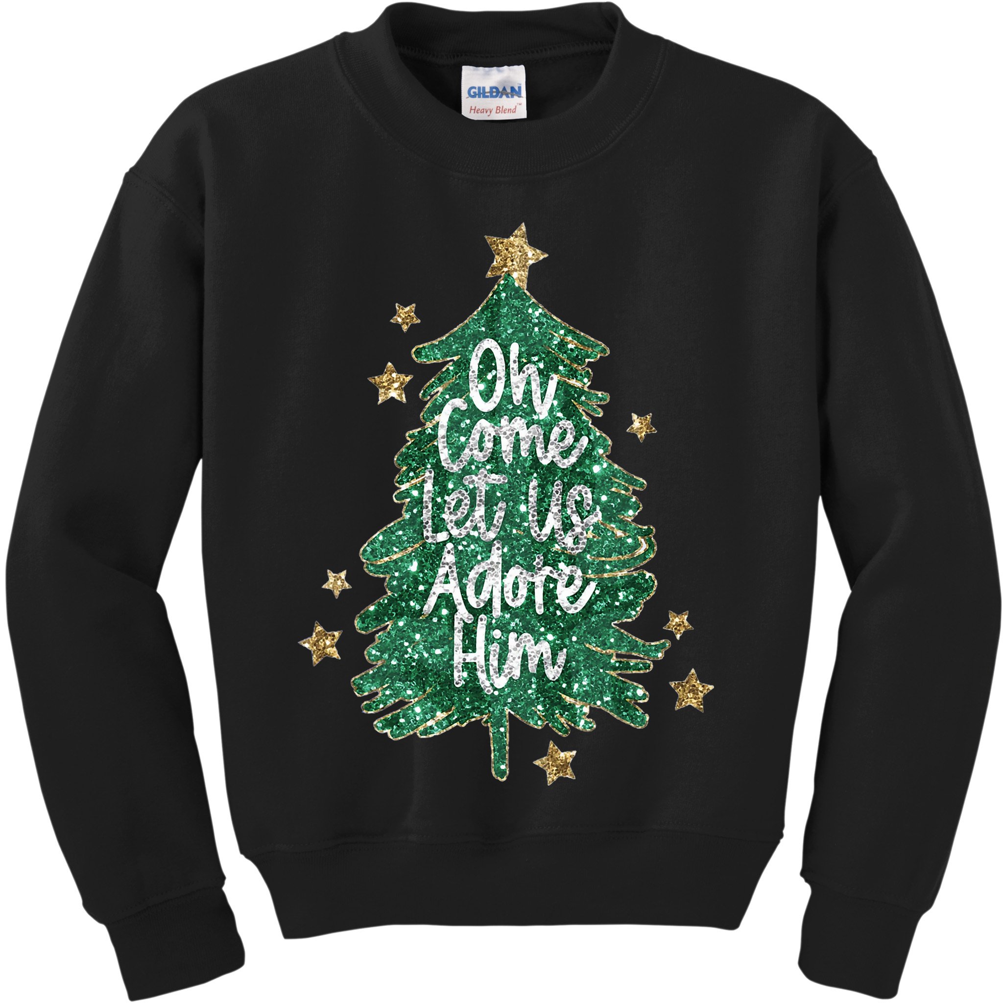 Oh Come Let Us Adore Him Christian Jesus Christmas Kids Sweatshirt