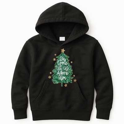 Oh Come Let Us Adore Him Christian Jesus Christmas Kids Hoodie