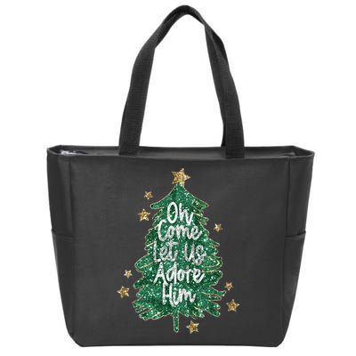 Oh Come Let Us Adore Him Christian Jesus Christmas Zip Tote Bag