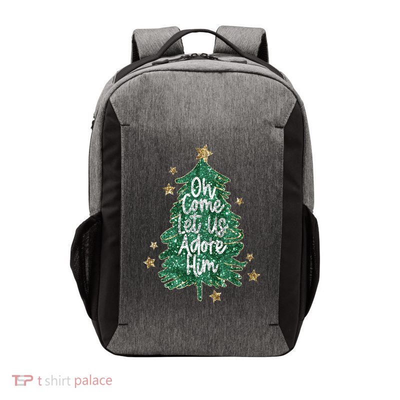 Oh Come Let Us Adore Him Christian Jesus Christmas Vector Backpack