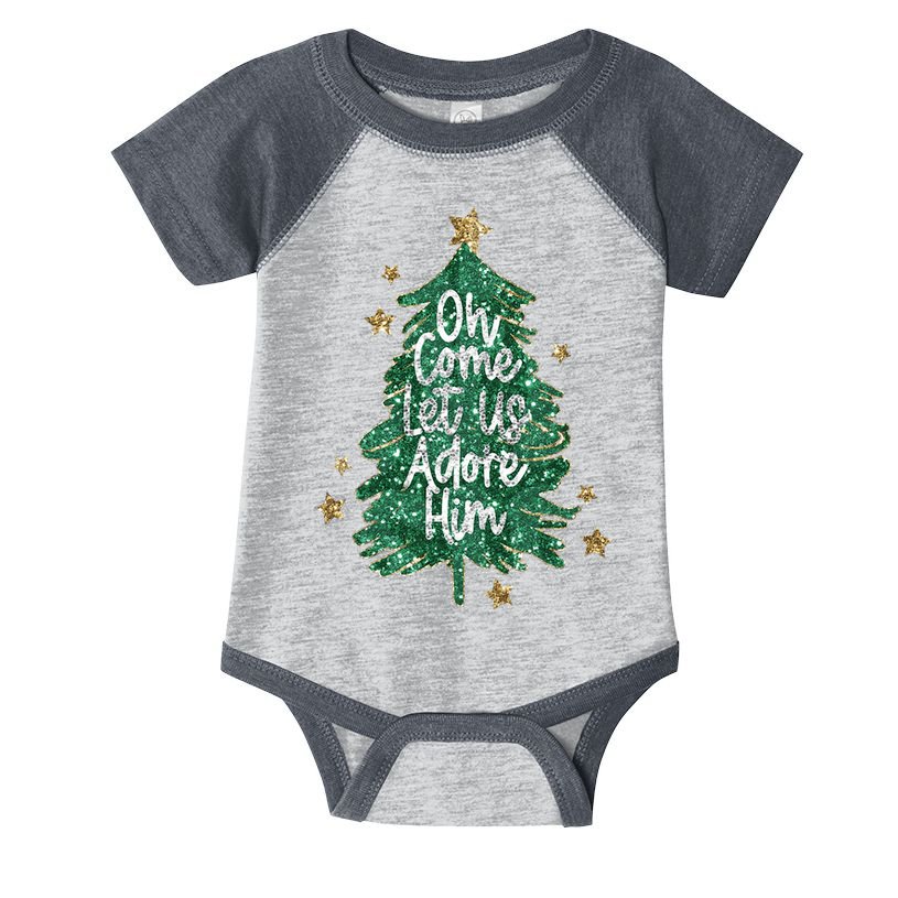 Oh Come Let Us Adore Him Christian Jesus Christmas Infant Baby Jersey Bodysuit