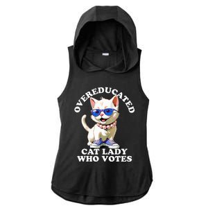 Overeducated Cat Lady Who Votes For Kamala Harris 2024 Funny Ladies PosiCharge Tri-Blend Wicking Draft Hoodie Tank