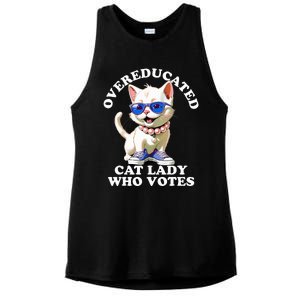 Overeducated Cat Lady Who Votes For Kamala Harris 2024 Funny Ladies PosiCharge Tri-Blend Wicking Tank